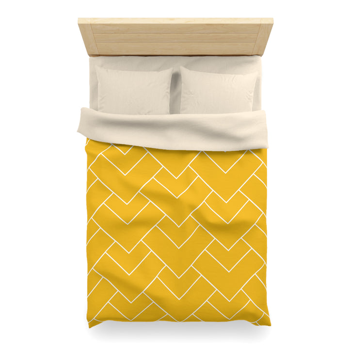 Golden Geometric Microfiber Duvet Cover