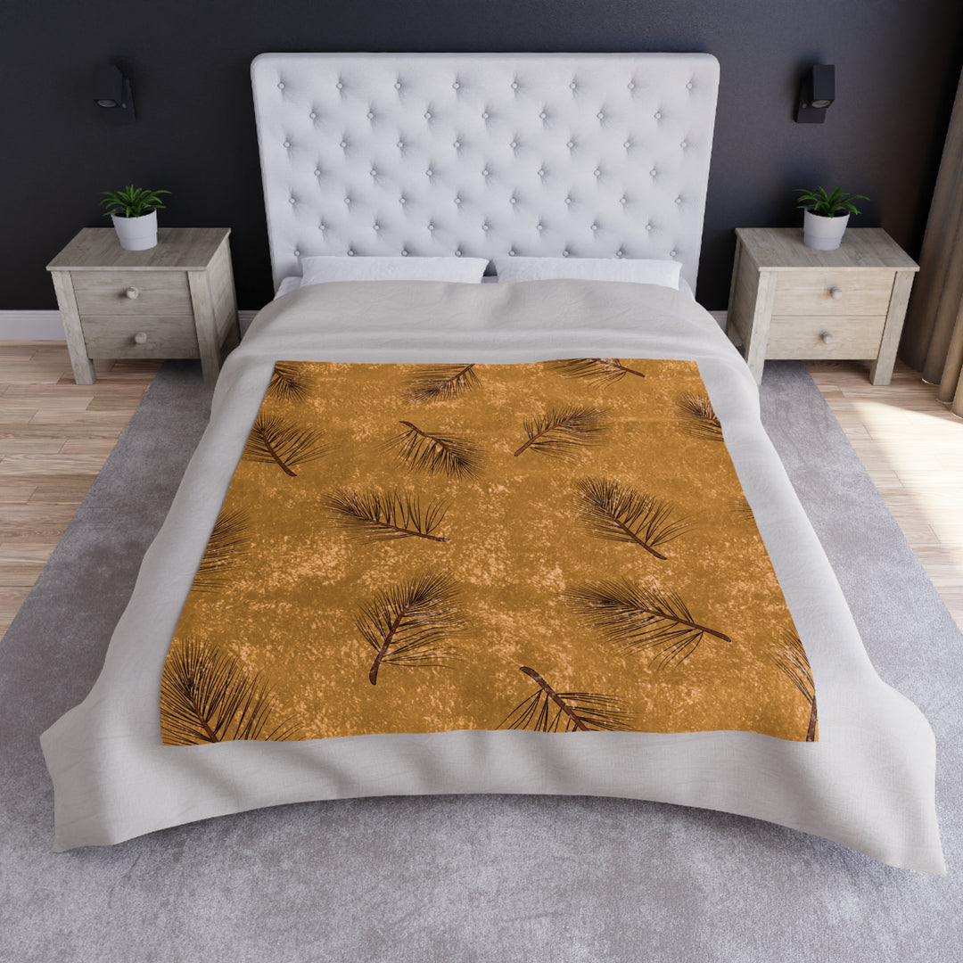 Golden Fern Velvet Throw Blanket