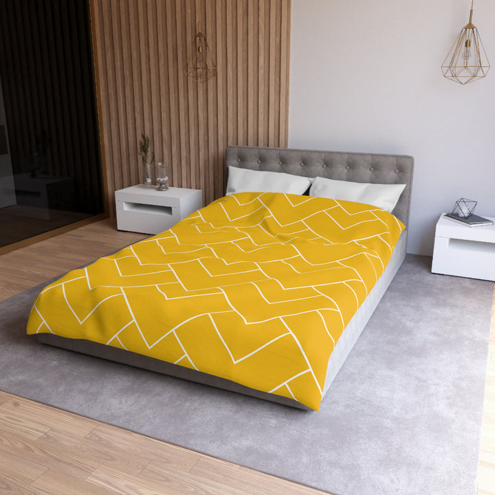 Golden Geometric Microfiber Duvet Cover