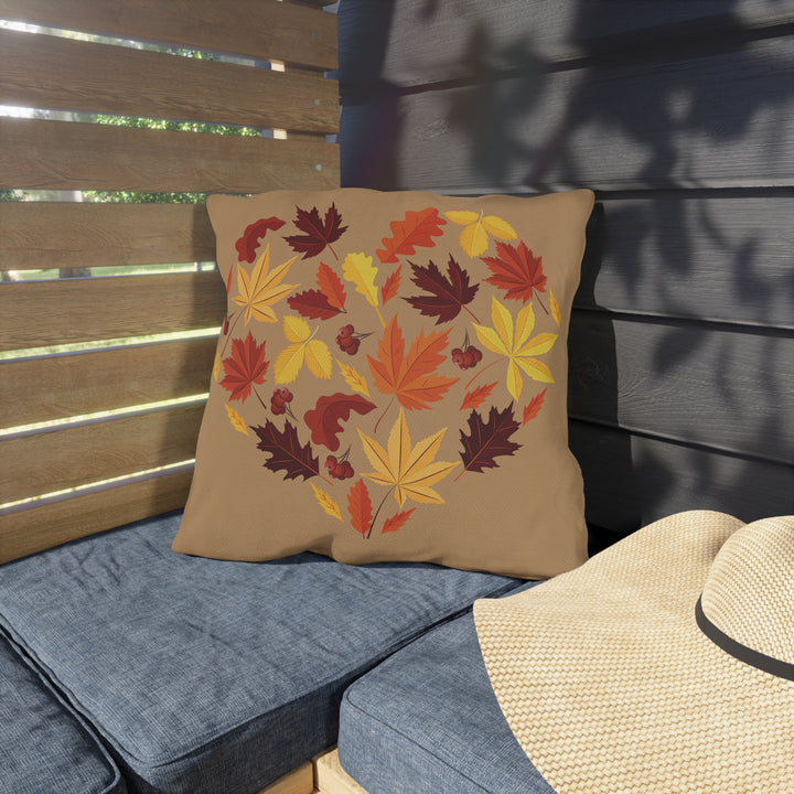 Heart of Autumn Leaves Outdoor Pillow