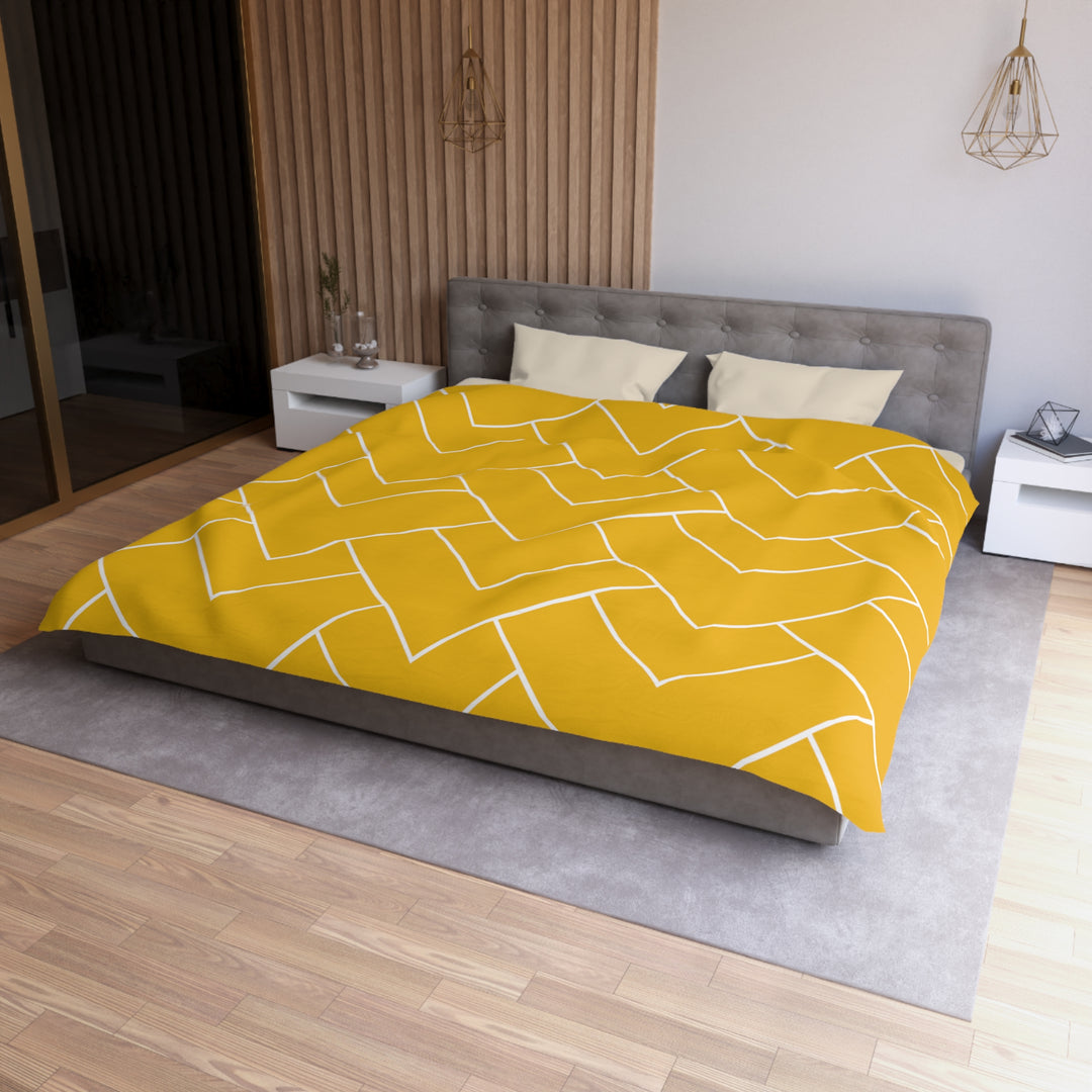 Golden Geometric Microfiber Duvet Cover