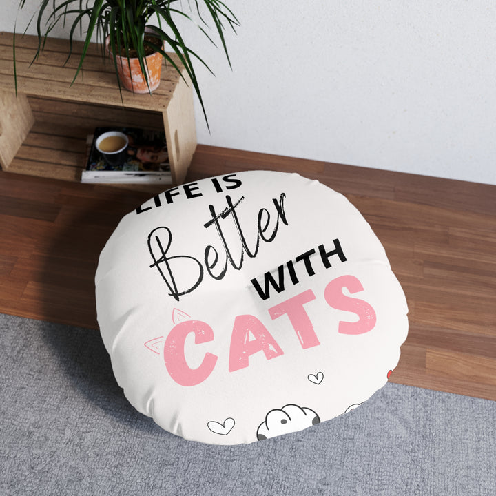 "Life is Better with Cats" Floor Pillow