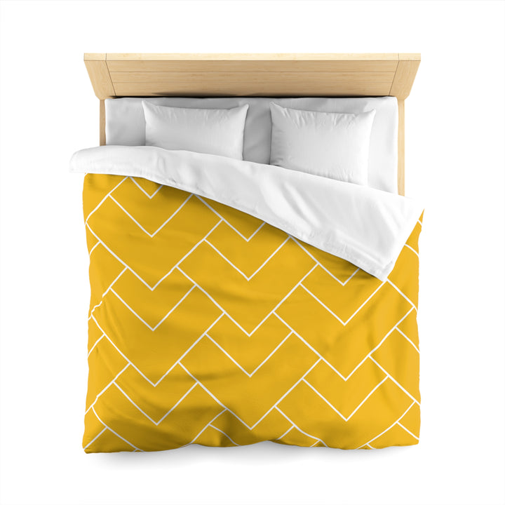 Golden Geometric Microfiber Duvet Cover