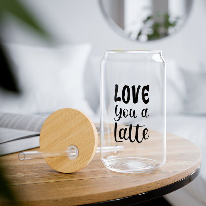 "Love You a Latte" Glass Tumbler 16oz