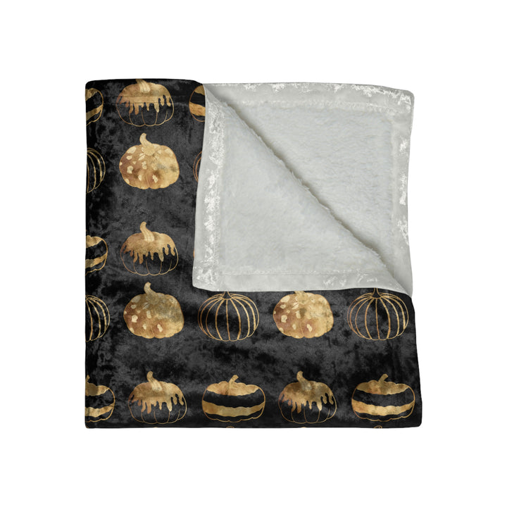 Golden Pumpkin Velvet Throw Blanket