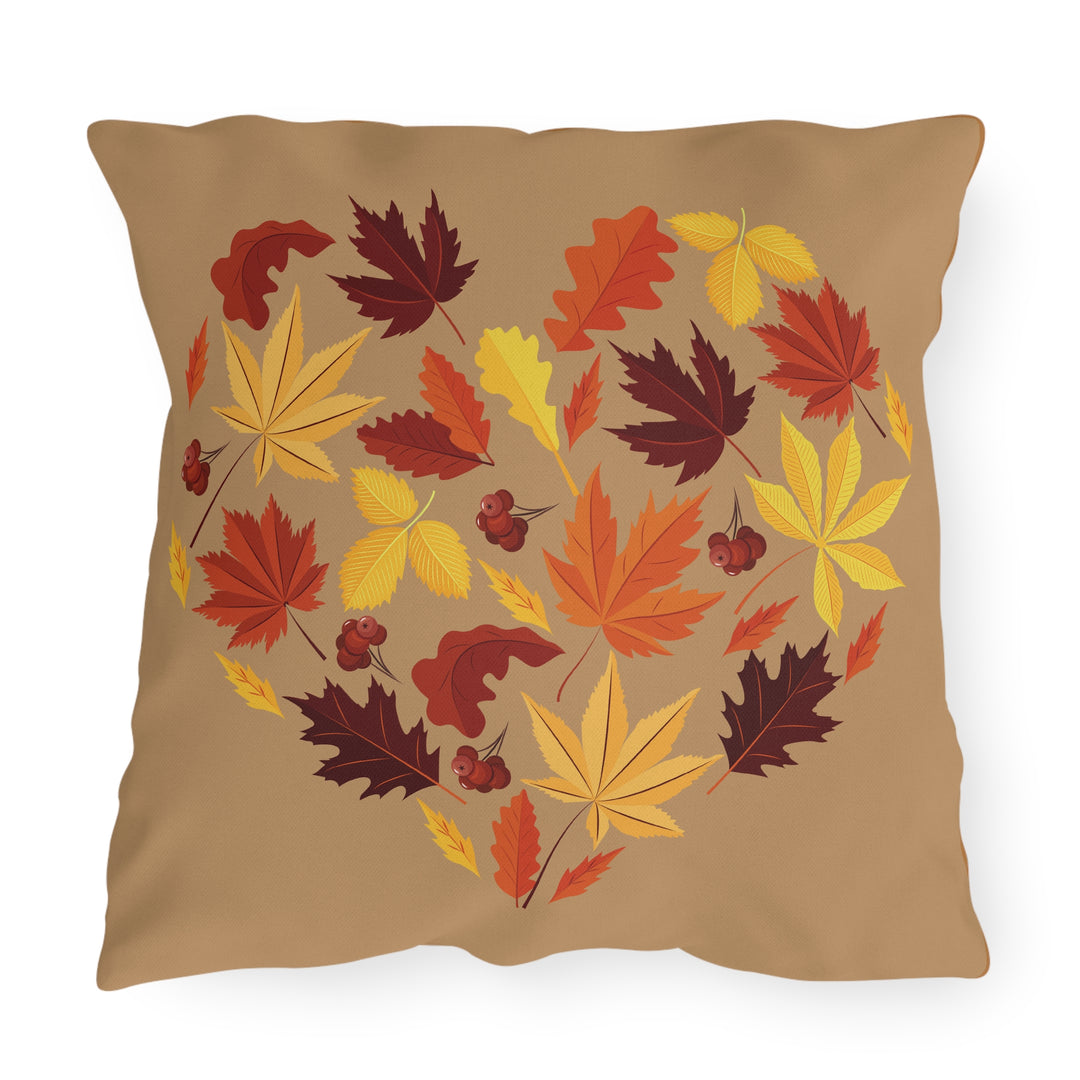 Heart of Autumn Leaves Outdoor Pillow