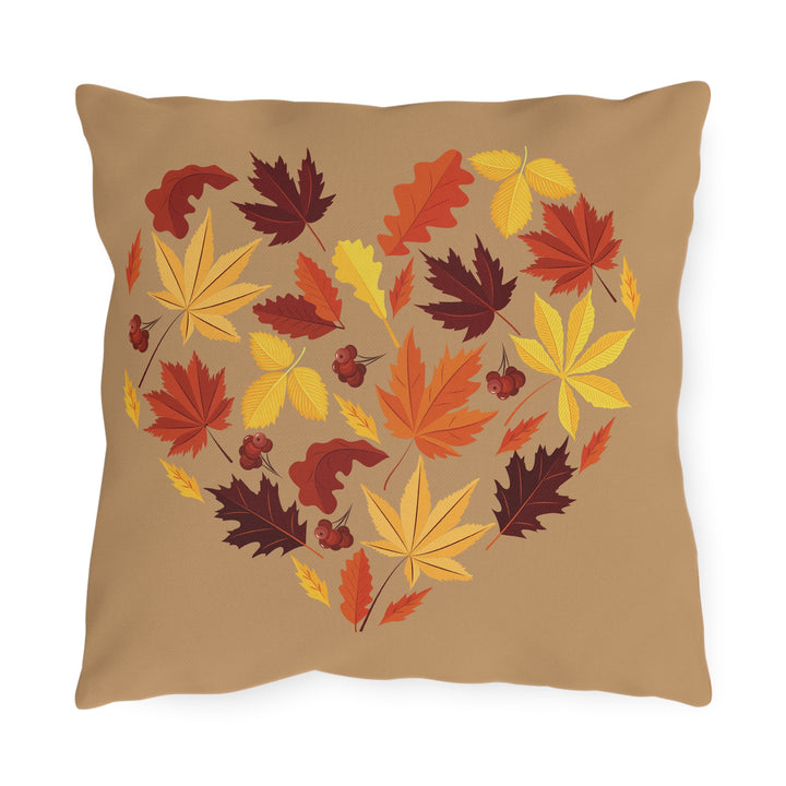 Heart of Autumn Leaves Outdoor Pillow