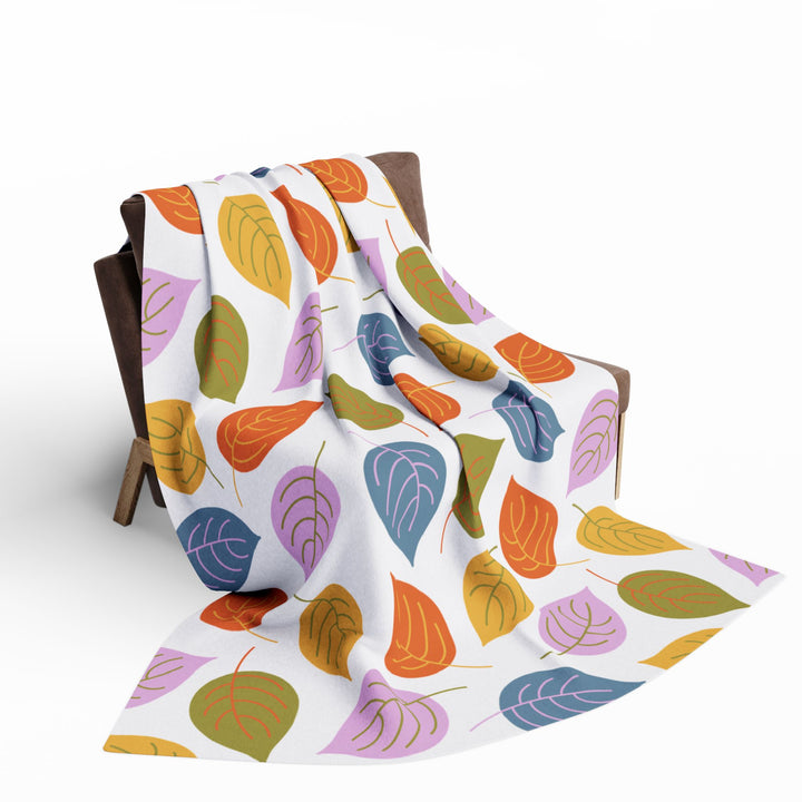 Colorful Fall Leaves Fleece Blanket