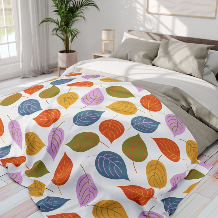 Colorful Fall Leaves Fleece Blanket