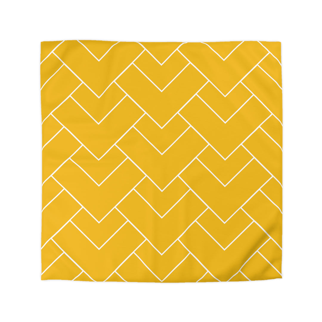 Golden Geometric Microfiber Duvet Cover