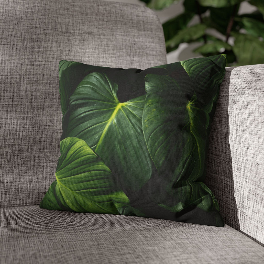 Tropical Green Leaf Throw Pillowcase