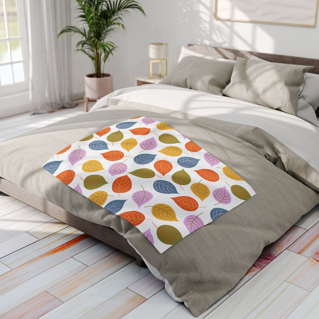 Colorful Fall Leaves Fleece Blanket