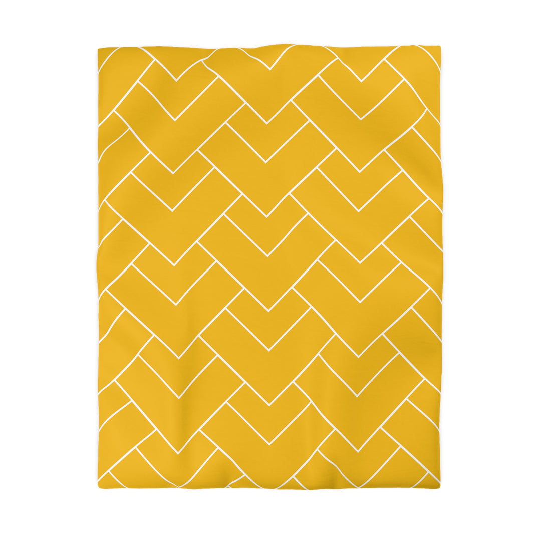 Golden Geometric Microfiber Duvet Cover