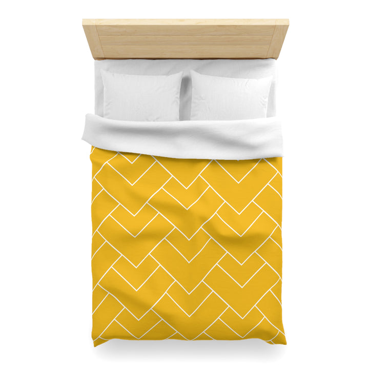 Golden Geometric Microfiber Duvet Cover