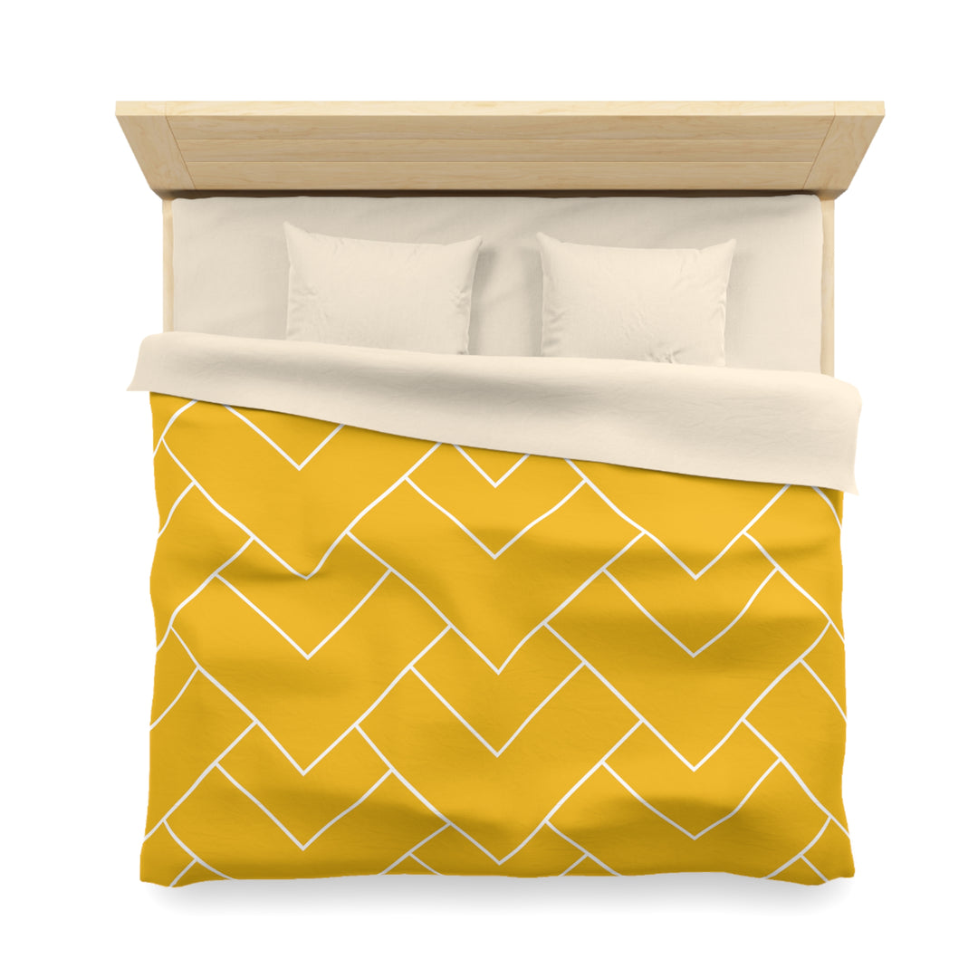 Golden Geometric Microfiber Duvet Cover