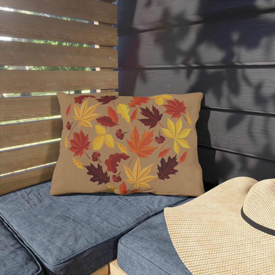 Heart of Autumn Leaves Outdoor Pillow