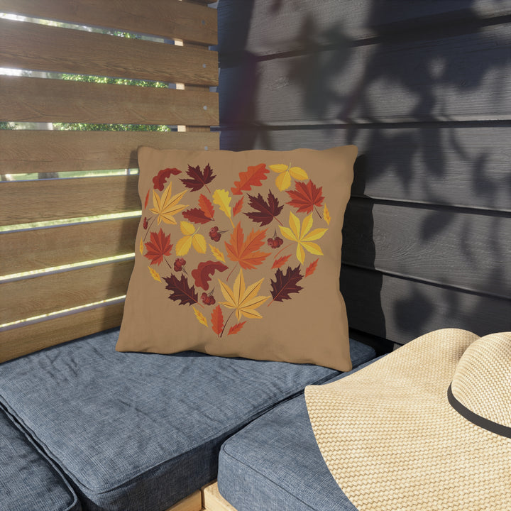 Heart of Autumn Leaves Outdoor Pillow