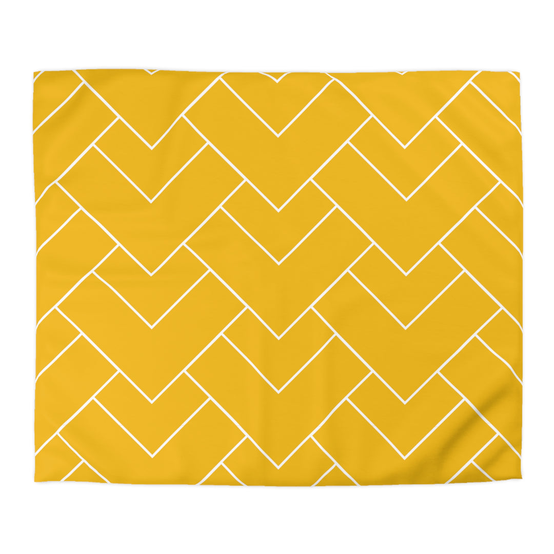 Golden Geometric Microfiber Duvet Cover