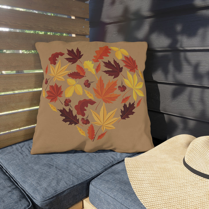 Heart of Autumn Leaves Outdoor Pillow