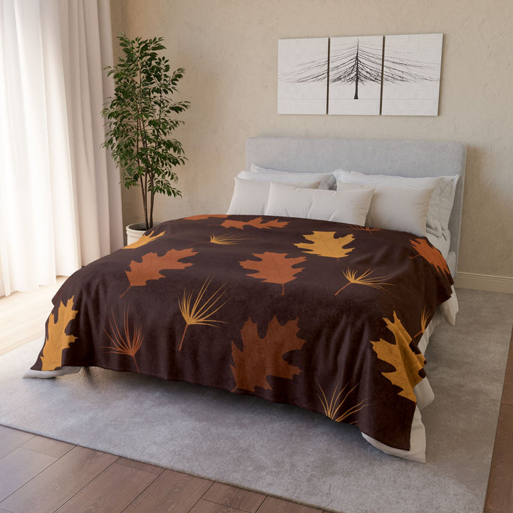 Autumn Oak Leaves Minky Blanket