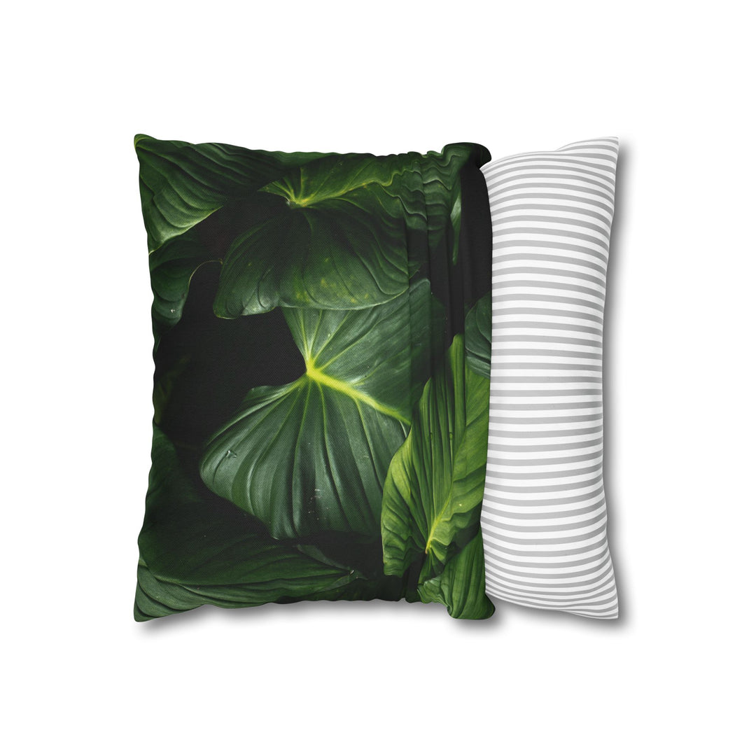 Tropical Green Leaf Throw Pillowcase