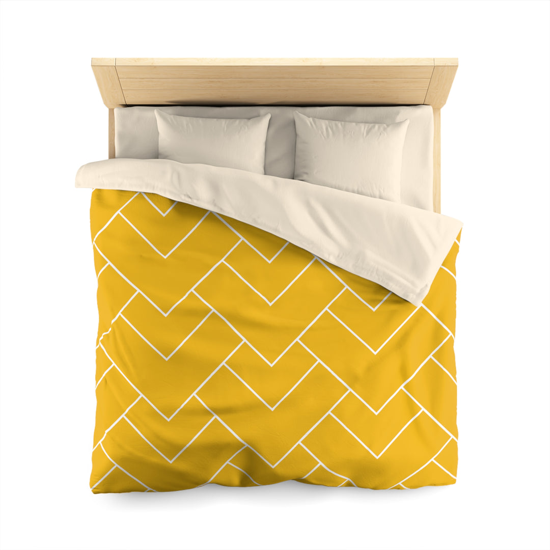 Golden Geometric Microfiber Duvet Cover