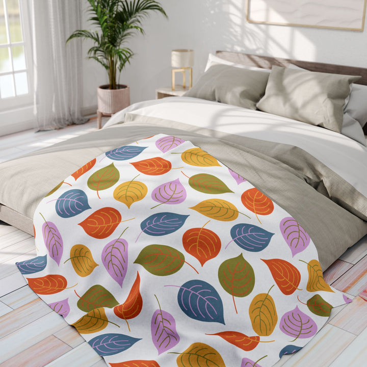 Colorful Fall Leaves Fleece Blanket