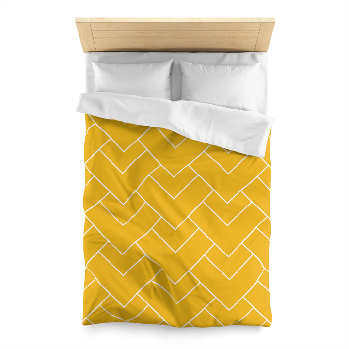 Golden Geometric Microfiber Duvet Cover