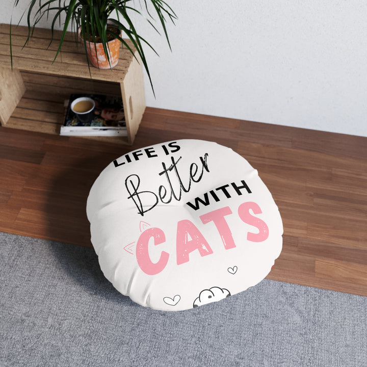 "Life is Better with Cats" Floor Pillow