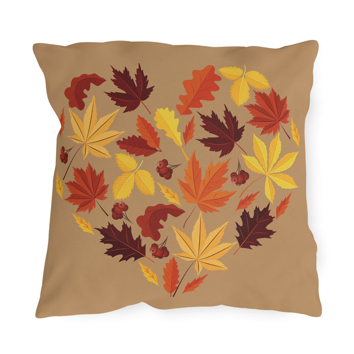 Heart of Autumn Leaves Outdoor Pillow