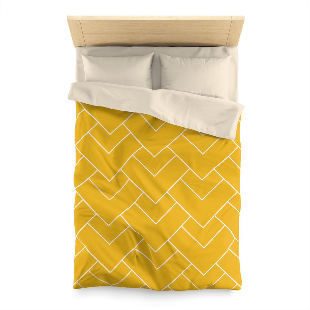 Golden Geometric Microfiber Duvet Cover