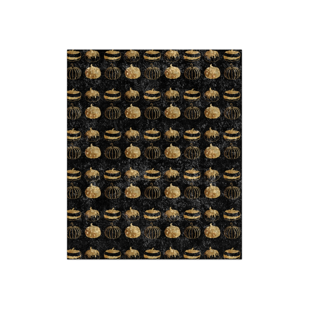 Golden Pumpkin Velvet Throw Blanket