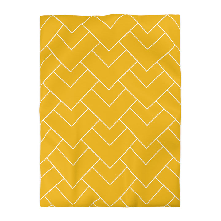 Golden Geometric Microfiber Duvet Cover