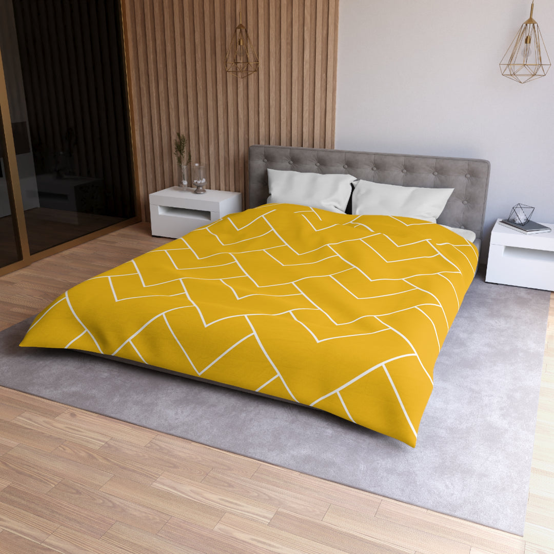 Golden Geometric Microfiber Duvet Cover