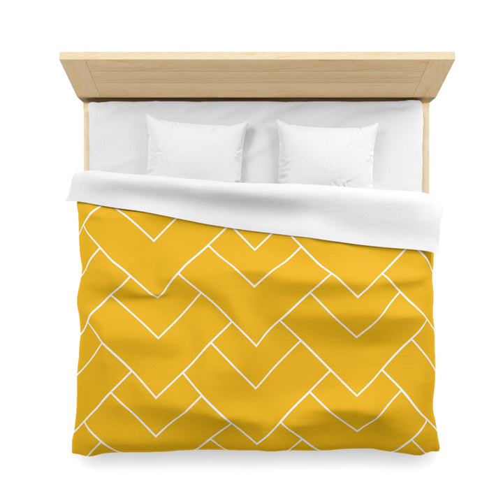 Golden Geometric Microfiber Duvet Cover