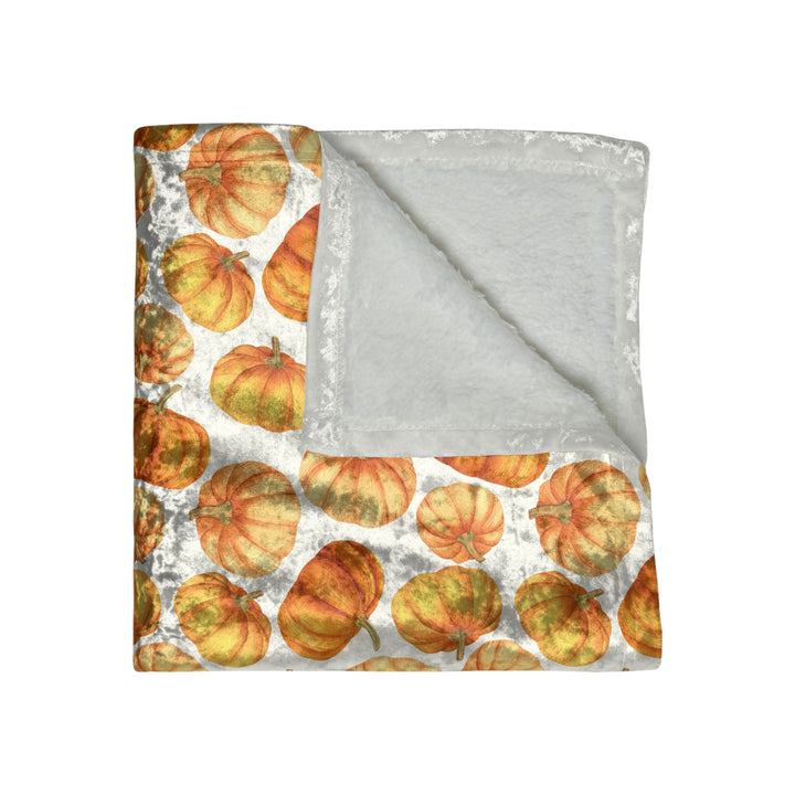 Pumpkin Patch Velvet Throw Blanket